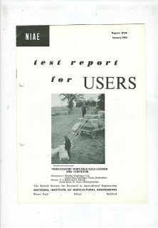 NIAE TEST REPORT   PORTAVEYOR PORTABLE BALE LOADER & CONVEYOR (1964)