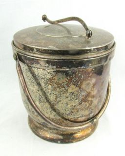 Vintage Lined Silver Plate Ice Bucket Silverplate