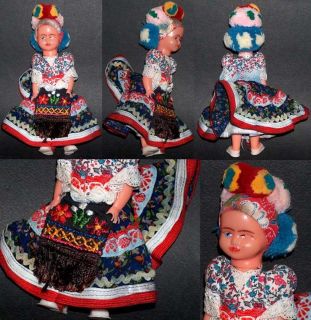 VINTAGE PLASTIC DOLL IN HUNGARIAN NATIONAL COSTUME