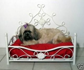 DOG BED DOG CAT PET BED WROUGHT IRON PARIS WHITE FLOWER CHRISTMAS GIFT