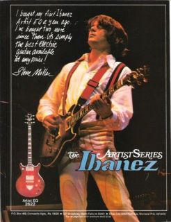 1979 STEVE MILLER IN ACTION IN AN IBANEZ ARTIST SERIES EQ GUITARS AD