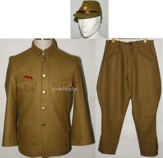 WWII JAPANESE ARMY OFFICER WOOL FIELD UNIFORM SET TUNIC BREECHES & CAP 