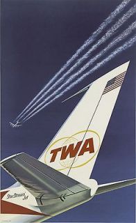 TWA Airline Travel Poster   8 1/2 X 11