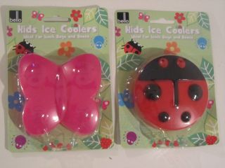   LUNCH BOX BAGS ICE COOLER FUN BUTTERFLY LADYBUG ICE PACKS COOLERS