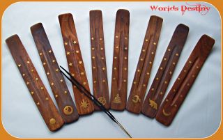 BROWN INCENSE HOLDER/ASHCATCHER WITH VARIOUS DESIGNS   FREE INCENSE 