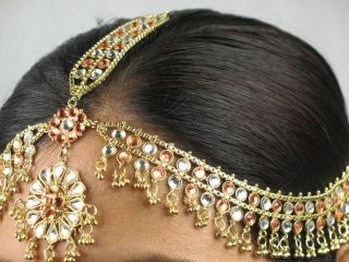 India Bollywood Hair Band Gold plated Matha Patti Jewelry Jewellery 
