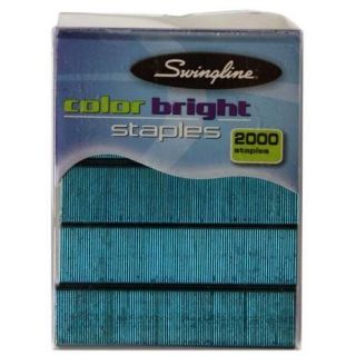 Swingline 1/4 Teal Color Bright Staples   2000 Per Box