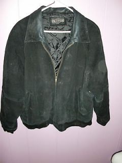   Vintage Black Leather Suede INSULATED MENS JACKET coat Size LARGE