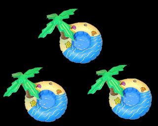 3pk INFLATABLE FLOATING ISLAND DRINK COASTER Tropical Luau Party 