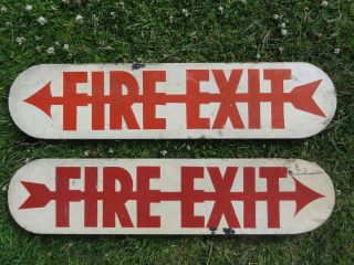 Vintage Antique Handpainted Wooden Fire Exit Sign