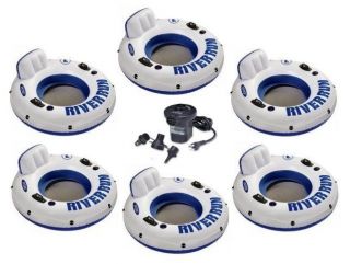 INTEX River Run I Inflatable Floating Tubes (Set of 6) & Quick Fill 