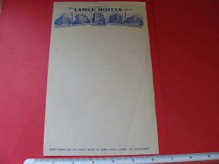 Lamer Hotels Kansas 1940s Stationery Sheet A W Stedham Pres