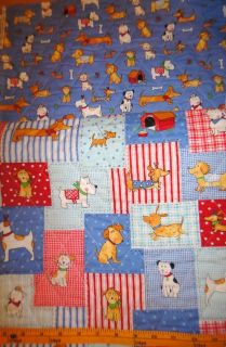 Good Dog Patch & Good Dogs Toss QUILTED Cotton Fabric Double Sided 