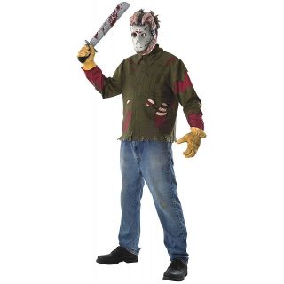 Jason Friday the 13th Adult Mens Horror Mask & Shirt Halloween Costume