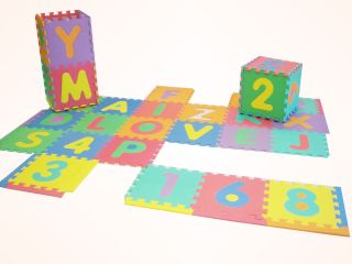36 Foam Interlocking Alphabet ` Letters & Numbers Mat w/ Edges 