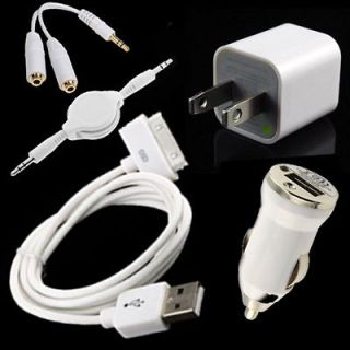 USB AC wall+Car charger+data Cable+Splitter For IPod Touch iPhone 3G 
