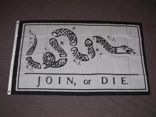 JOIN OR DIE FLAG 3x5 AMERICAN BENJAMIN FRANKLIN F876