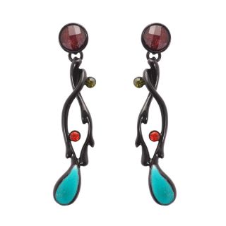   Black Turquoise Red Green Claret Dangly Costume Jewellery Earrings