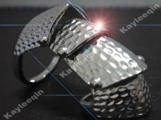 Fab Silver Armour Joint Cage Hinge Ring Hammered Goth Punk Rock Biker 