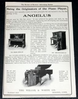 1906 OLD MAGAZINE PRINT AD, KNABE ANGELUS PIANO PLAYER, EMERSON