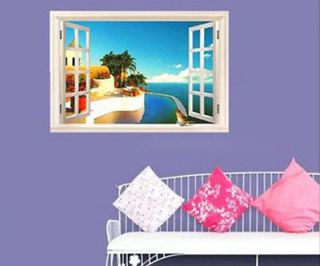 Mediterranean Scenery Window Home Decor Sticker Removable Wall 