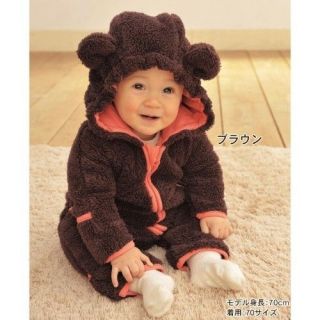   boys and girls Bear shape clothing fleece Coverall Romper jumpsuit