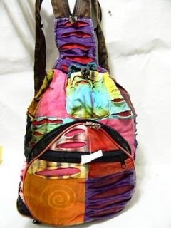 Brown Multi Color Backpack Patchwork Ripped Tie Dye Shoulder Hobo 