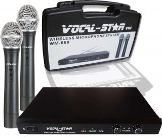   WM 880 Dual Twin 2 Vhf Wireless Microphones For Karaoke Machine DJPA