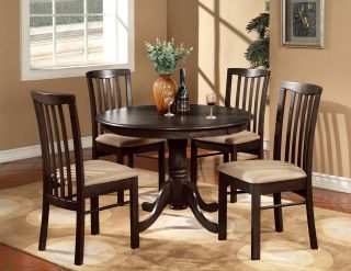 5PC ROUND 42 KITCHEN DINETTE SET TABLE AND 4 WOOD OR UPHOLSTERED 