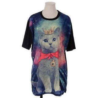 King Cat Loose Fit Long T shirt Red   Graphic Womens Tees Unisex 