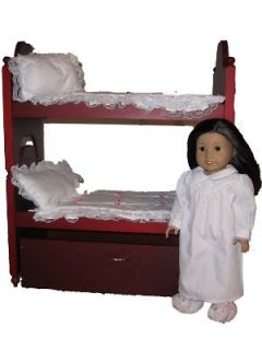 Doll Furniture Bunk bed w/ Trundle & linens fits AMERICAN GIRL DOLL 