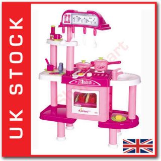 PINK KIDS 53PC KITCHEN CHILDRENS TOY SET COOKING COOK CHEF PLAY BAKE 