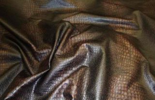BLACK AND BROWN ALLIGATOR LEATHER VINYL WIDTH 54 UPHOLSTERY FABRIC BY 