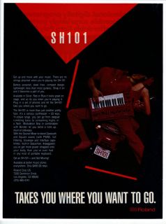 Roland SH 101 Keyboard Synthesizer Vintage Magazine Ad 1984