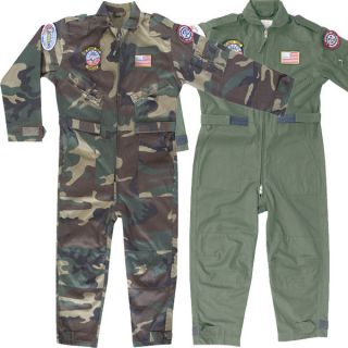 Kids Boys Flying Suit Camo/Green Military Army Soldier Fancy Dress Up 