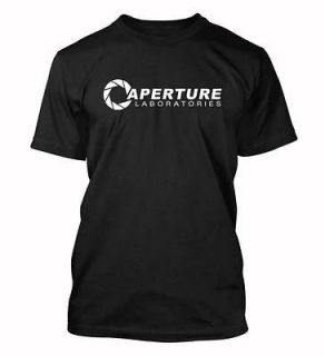 Portal game shirts Aperture Laboratories T shirt white logo fan tee S 