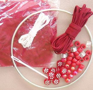 Red Dream Catcher CRAFT KIT *low s/h Feathers, For Kids, Toys **