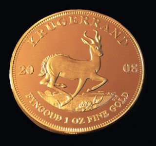 Oz Gold 24K .9999 Krugerrand Coin Bullion 2008 (PLATED)