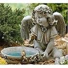 Romans Angel Solar Birdbath Bath Statue For Birds Water Outdoor Garden 