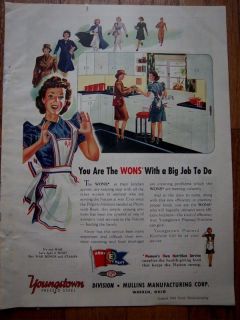 1943 WWII Retro Youngstown Kitchen Lady Apron Ad