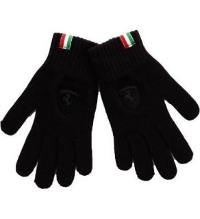 New Puma FERRARI Mens Knit Gloves Black Forumula 1 Winter Logo Italy 