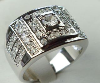CHAMPIONSHIP lab created Diamond MENS ring Platinum Overlay size 14