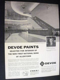   designs First National Bank in Allentown PA 1960 Devoe Paint Ad