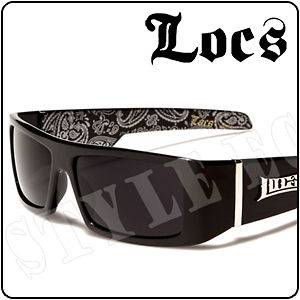 LOCS Rectangular Gangster Black Shades Mens Designer Sunglasses New 