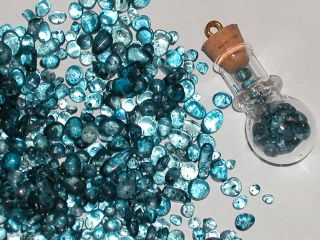 50 tiny Miniature Glass Moon Pebbles Blue Mix sizes