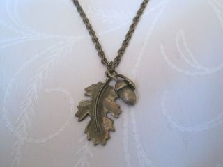   3D ACORN WITH LARGE OAK LEAF* Bronze Necklace 17 inch chain GIFT POUCH
