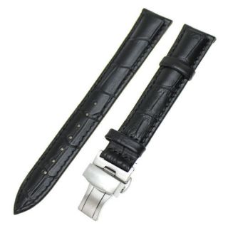  Crocodile Grain Brushed Deployment Clasp Push Button Watch Band Strap