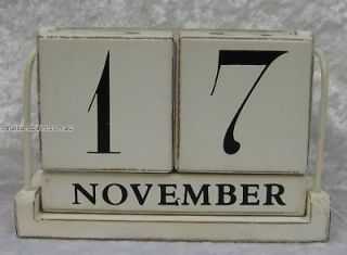   Country Wooden Perpetual Calendar Antique Cream Large Numbers