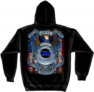 Law Enforcement Hoodie Police Honor Our Fallen Officers Badge Service 