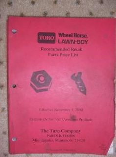 2000 Toro Wheel Horse Lawn Boy Parts Price List Yard E